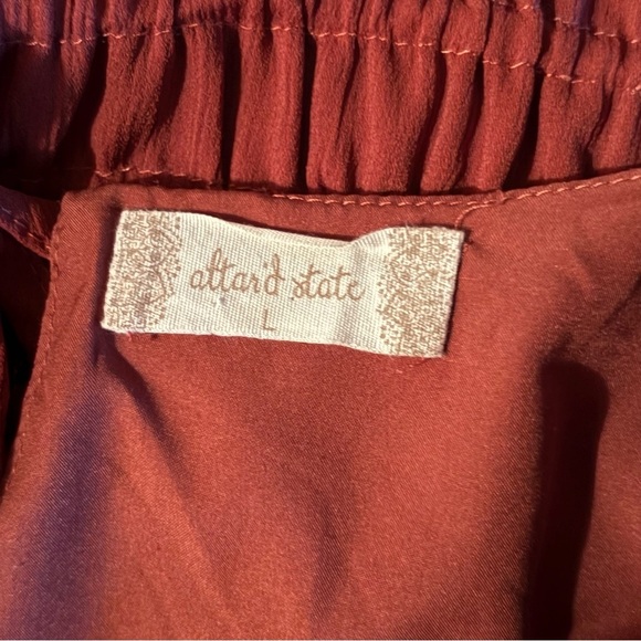 Altar'd State Deep Warm Terracotta Ruffled Long Sleeve A-Line Romper size L - Picture 8 of 9